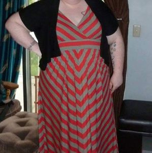 Torrid red & grey striped maxi dress